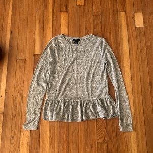 Gap grey peplum long sleeve top
